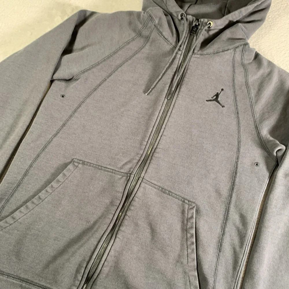 Jordan Nike Wings Fleece Hoodie Sweatshirt Gray 860196-063 Full Zip Size Medium‎